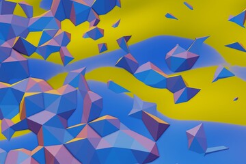 Poster - Colourful  Abstract 3D visualization of a geometric low-poly surface. 3d rendering illustration. Background pattern for design.