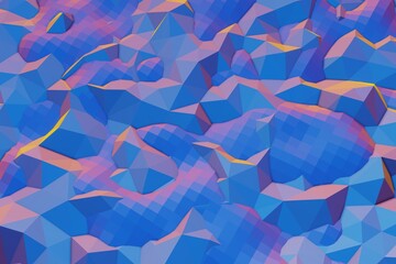 Poster - Colourful  Abstract 3D visualization of a geometric low-poly surface. 3d rendering illustration. Background pattern for design.