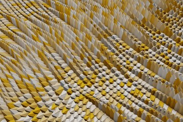 Poster - Beautiful Abstract yellow shiny line relax,  background. Starburst dynamic rings. 3d rendering illustration Background pattern for design.