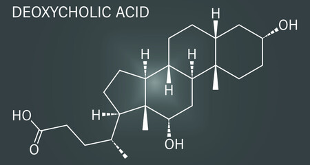 Poster - Skeletal formula of Deoxycholic acid bile acid molecule. Also used as drug.