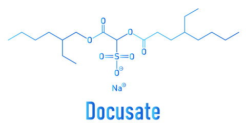 Poster - Skeletal formula of Docusate or dioctyl sulfosuccinate stool softener drug molecule.