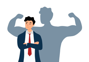 Self confidence businessman concept vector illustration on white background.