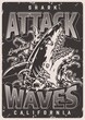Shark attack flyer vintage monochrome
