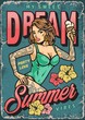 Summer holiday vintage colorful flyer