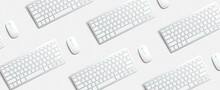 Computer Keyboards And Mouses Pattern From Above