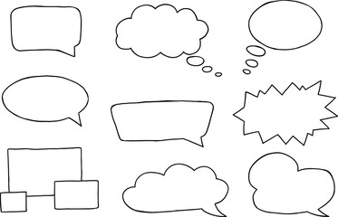 Set of speech bubbles, dialog windows and balloons vector handdrawn doodle.