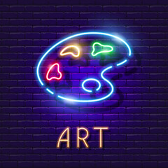 Wall Mural - Art vector neon sign. Drawing lesson glowing icon.