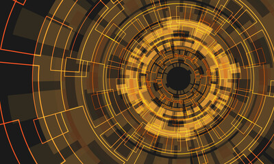 Poster - Abstract yellow circuit circle technology futuristic geometric on dark grey design modern background vector