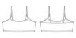 Girl bralette technical sketch illustration. Women's bra underwear design template.