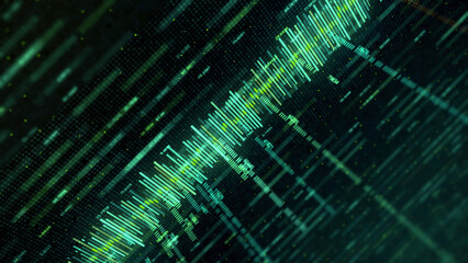 Aufkleber - Close up of futuristic technological background with changing graphs on black background, seamless loop. Animation. Abstract digital information, business concept.
