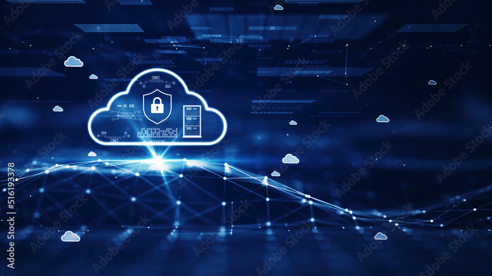 Cloud and edge computing technology concept with cybersecurity data ...