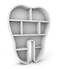 Poster - tooth shelf side view isolated on white background. tooth shelf. Organ shelf. 3d rendering