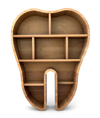 Poster - tooth shelf isolated on white background. Wooden tooth shelf. Organ shelf. 3d rendering