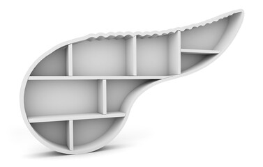Poster - Pancreas shelf side view isolated on white background. Organ shelf. 3d rendering