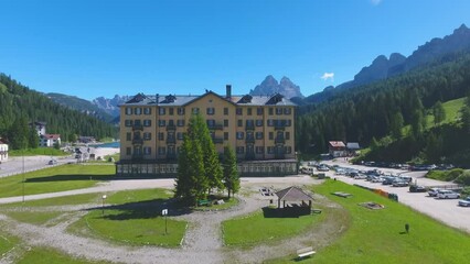 Sticker - Aerial view of Misurina Lake on a clear summer day, Italian Dolomites