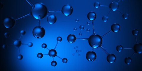 Wall Mural - molecule atom model abstract structure science and medical concept. 3d render illustration