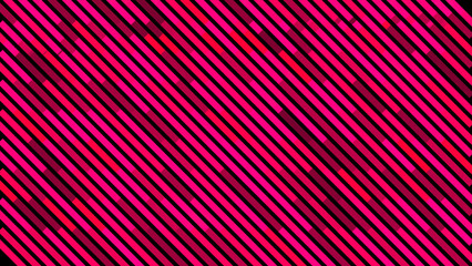 Poster - Abstract motion background with diagonal pink lines isolated on black background, seamless loop. Animation. Beautiful colorful narrow stripes with moving light impulse.