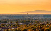 Suburban Orange County Landscape At Sunset In Southern California