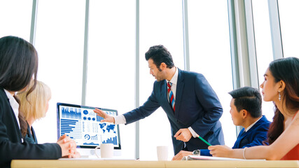 Poster - business data dashboard analysis by ingenious computer software . investment application display bus