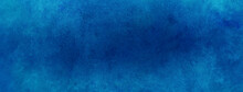 Blue Paper Background. Old Vintage Texture Grunge Design. Elegant Dark Blue Center And Light Blue Faded Border.