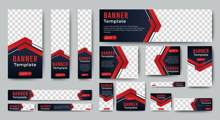 set of corporate web banners of standard size with a place for photos. Vertical, horizontal and square template.