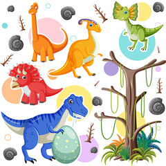 Wall Mural - Cute dinosaur seamless pattern