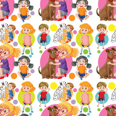 Canvas Print - Children cartoon character seamless pattern