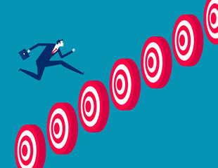 Wall Mural - Business jump over target. Business success vector illustratio