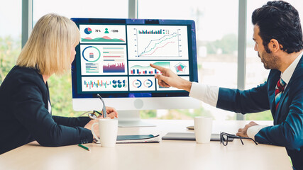 Poster - business data dashboard analysis by ingenious computer software . investment application display bus