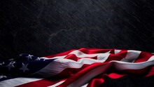 Patriot Day Banner With American Flag, Black Slate Background And Copy-Space.