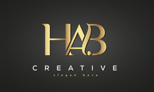 HAB Creative Luxury Stylish Logo Design With Golden Premium Look, Initial Tree Letters Customs Logo For Your Business And Company	