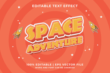 3d Space Adventure Cartoon Editable Text Effect Premium Vector