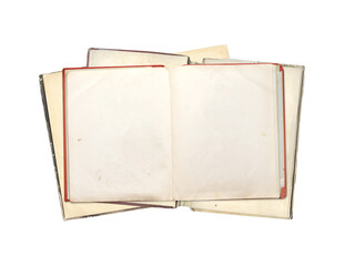 Wall Mural - Old open books with empty pages. Opened vintage book with blank page. Isolated on white background