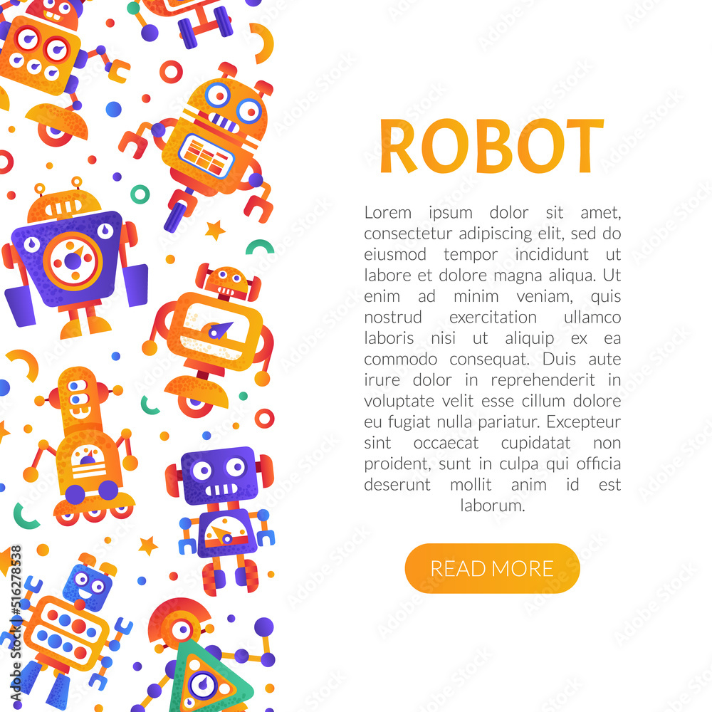 Robot Design with Futuristic Modern Bot and Android Vector Template