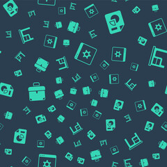 Poster - Set Browser setting, Document with graph chart, Briefcase and Office desk on seamless pattern. Vector