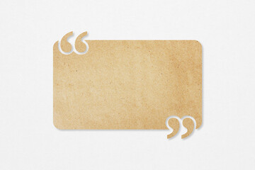 grunge brown paper quote background with quotation marks on grunge white paper including clipping path, useful for customer reviews and product testimonials, report, presentation