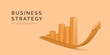 Profit growth chart in orange colors. Statistic and data analysis. Business strategy concept. Chart bar on arrow rising up business banner