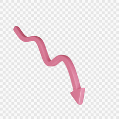 Poster - 3D Red Arrow Down. Trade infographic crisis and statistics. Falls and declines chart sign. Arrow indication statistic