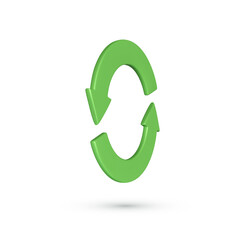 Poster - Green arrow refresh icon isolated on white background. Reload symbol for web or app interface. Rotation arrows in a circle sign