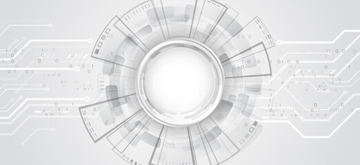 Poster - Abstract innovation background from technological elements. Advanced communication technologies. Gray and white futuristic background. Vector illustration template.