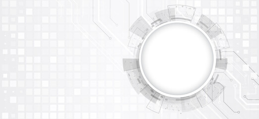 Hi-tech vector illustration with various technology elements. Abstract global sci fi concept. Digital internet communication on grey background. Wide Cyber security internet and networking concept.