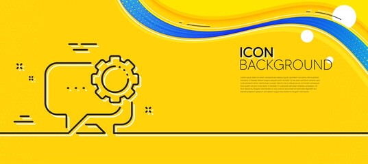 Poster - Employees messenger line icon. Abstract yellow background. Speech bubble sign. Chat message symbol. Minimal employees messenger line icon. Wave banner concept. Vector