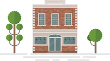 Restaurant Brick Building Vector Illustration
