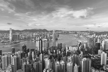 Skyline Of Victoria Harbor Of Hong Kong City