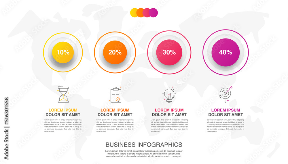 Modern 3D vector illustration. Circular infographic template with four ...