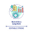 © bsd studio - Be in it for long term concept icon. Investment in digital coins. Cryptocurrency tip abstract idea thin line illustration. Isolated outline drawing. Editable stroke. Arial, Myriad Pro-Bold fonts used