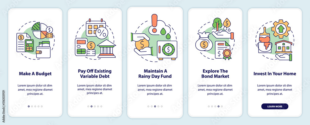 Protecting money during inflation onboarding mobile app screen ...