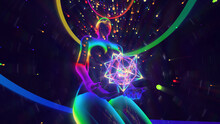 3d Illustration Of A Meditating Yogi Inside An Astral Projection Of A Sacred Object In The Hands Of A Supreme Being