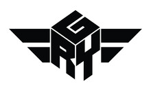 GRY Three Letter Gaming Logo In Polygon Cube Shape Logo Design Vector Template. Wordmark Logo | Emblem Logo | Monogram Logo | Initial Letter Logo | Sports Logo | Minimalist Logo | Typography Logo |