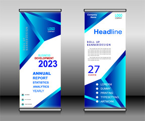 Wall Mural - Roll up banner template design,banner layout, advertisement, pull up, polygon background.